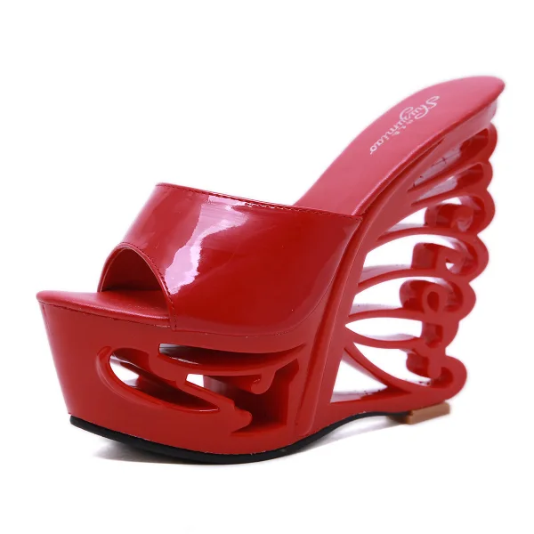 Fashion White Street Wear Womens Sandals 2020 14 cm Wedges Open / Peep Toe Sandals
