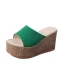 Abordable Vert Désinvolte Tresser Sandales Femme 2020 10 cm Compensées Peep Toes / Bout Ouvert Sandales