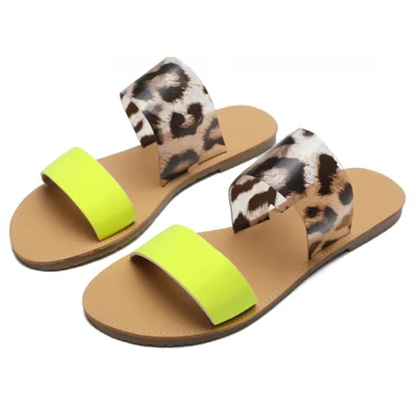 Mode Multi-Couleurs Désinvolte Été Plate Pantoufle & Tongs 2020 Motif Peau De Serpent Peep Toes / Bout Ouvert Plat Chaussures Femmes