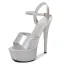 Sexy Schwarz Karneval Club Sandalen Damen 2020 Knöchelriemen 15 cm Stilettos Peeptoes Sandaletten
