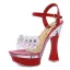 Schöne Weiß Garten / Im Freien Sandalen Damen 2020 Kristall Strass Knöchelriemen 14 cm Thick Heels Peeptoes Sandaletten
