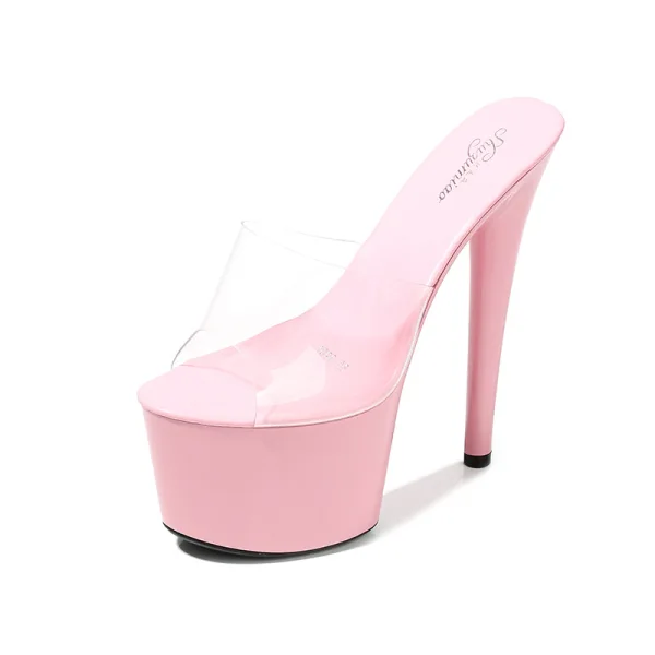 Transparent Blanche Club de carnaval Sandales Femme 2020 17 cm Talons Aiguilles Peep Toes / Bout Ouvert Sandales