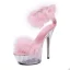 Sexy Weiß Kreuzfahrtschiff Feder Sandalen Damen 2020 Knöchelriemen 15 cm Stilettos Peeptoes Sandaletten