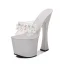 Sexy Blanche Club de carnaval Été Cristal Sandales Femme 2020 Faux Diamant 17 cm Talons Épais Peep Toes / Bout Ouvert Sandales