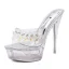 Sexy Transparent Argenté Voyage de noces Cristal Sandales Femme 2020 Faux Diamant 13 cm Talons Aiguilles Peep Toes / Bout Ouvert Sandales