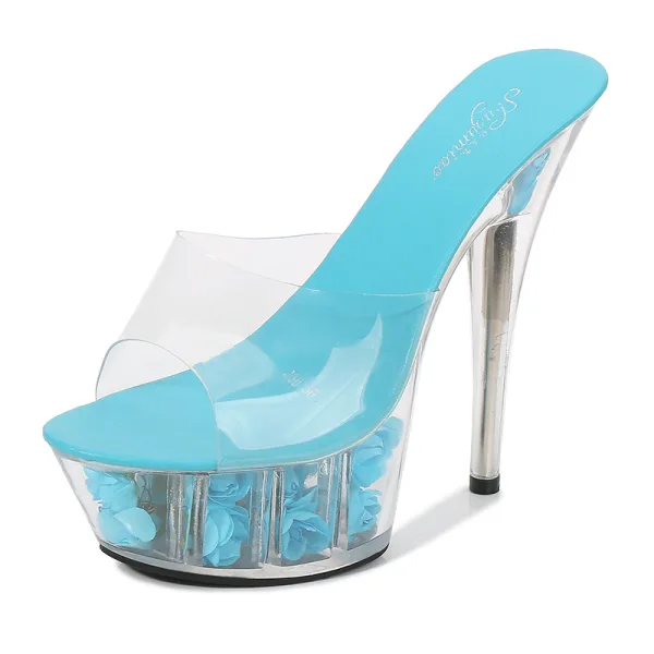 Transparent White Rave Club Womens Sandals 2020 14 cm Stiletto Heels Open / Peep Toe Sandals
