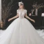 Chinese style Vintage / Retro Ivory Beading Wedding Dresses 2021 Ball Gown High Neck Pearl Sequins Long Sleeve Backless Royal Train Wedding