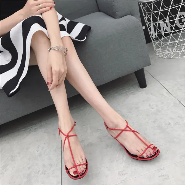 Roman Modest / Simple White Casual Womens Sandals 2020 7 cm Stiletto Heels Open / Peep Toe Sandals