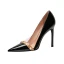 Charming Black Evening Party Leather Rivet Pumps 2021 Patent Leather 10 cm Stiletto Heels Pointed Toe Pumps High Heels