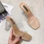 Transparent Beige Street Wear Womens Sandals 2020 9 cm Thick Heels Open / Peep Toe Sandals