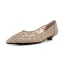 Charming Beige Street Wear Leather Pumps 2020 Pierced Rhinestone 3 cm Stiletto Heels Pointed Toe Low Heel Pumps