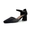 Chic / Beautiful Black Street Wear Womens Sandals 2020 Leather Rhinestone Ankle Strap 8 cm Thick Heels Square Toe Sandals