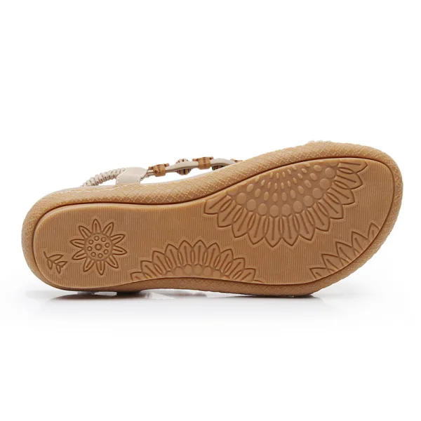 Bohême Romain Beige Plage Pantoufle & Tongs 2020 Peep Toes / Bout Ouvert Plate Chaussures Femmes