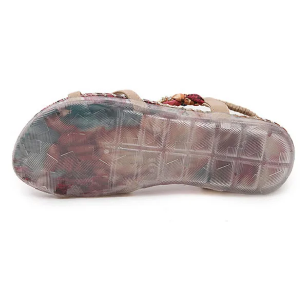 Bohême Romain Beige Plage Pantoufle & Tongs 2020 Faux Diamant Peep Toes / Bout Ouvert Plate Chaussures Femmes