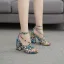 Sexy Roman Red Street Wear Snakeskin Print Womens Sandals 2020 Ankle Strap X-Strap 11 cm Thick Heels Open / Peep Toe Sandals