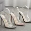 Sexy Beige Evening Party Womens Sandals 2020 Rhinestone X-Strap 12 cm Stiletto Heels Open / Peep Toe Sandals