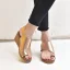 Schöne Schwarz Freizeit Sandalen Damen 2020 6 cm Keilabsatz Peeptoes Sandaletten