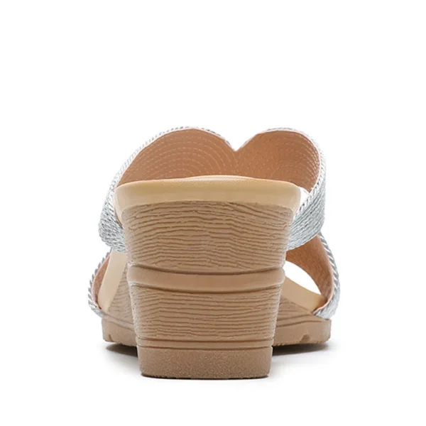 Cyganeria Czarne Przypadkowy Warkocz Sandały Damskie 2020 5 cm Na Koturnie Peep Toe Sandały