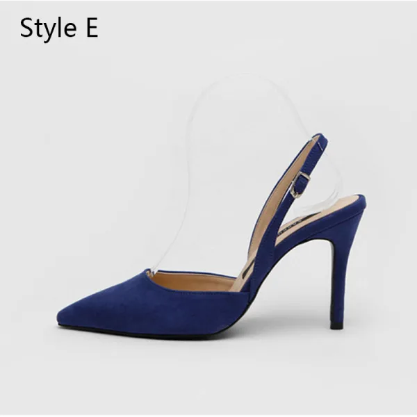Schlicht Beige Büro OL Slingpumps Sandalen Damen 2020 Wildleder 8 cm Stilettos Spitzschuh Sandaletten