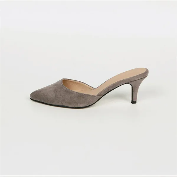 Chic / Beautiful Grey Casual Suede Womens Sandals 2020 6 cm Stiletto Heels Pointed Toe Sandals