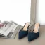 Modest / Simple Navy Blue Street Wear Suede Womens Sandals 2020 8 cm Stiletto Heels Pointed Toe Sandals