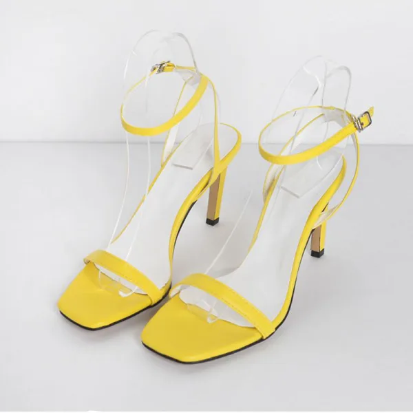 Sexy Weiß Freizeit Sandalen Damen 2020 Knöchelriemen 10 cm Stilettos Peeptoes Sandaletten