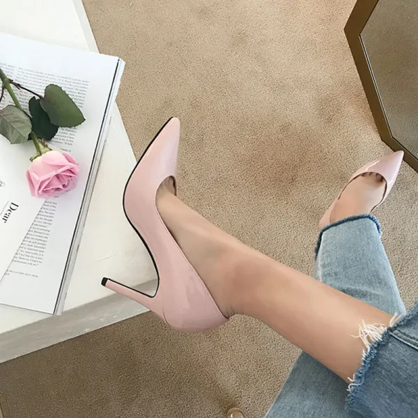 Schöne Gelb Büro OL Pumps 2020 Lackleder 8 cm Stilettos Spitzschuh Pumps