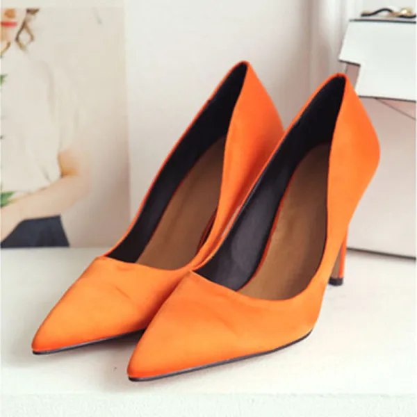 Simple Noire Demoiselle D'honneur Escarpins 2020 Satin 10 cm Talons Aiguilles À Bout Pointu Escarpins