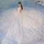 Chic / Beautiful Ivory Wedding Dresses 2018 A-Line / Princess Star Tulle Lace Flower Scoop Neck Backless 1/2 Sleeves Chapel Train Wedding