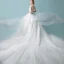 Élégant Ivoire Robe De Mariée 2018 Robe Boule En Dentelle Fleur Volants en Cascade Encolure Dégagée 1/2 Manches Cathedral Train Mariage