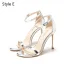 Sexy Street Wear Gold Glitter Womens Sandals 2020 Ankle Strap 10 cm Stiletto Heels Open / Peep Toe Sandals