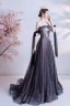 Charmant Schwarz Ballkleider 2021 A Linie Off Shoulder Perlenstickerei Pailletten Kurze Ärmel Rückenfreies Lange Festliche Kleider