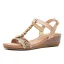 Vintage / Originale Bohême Été Rouge Plage Sandales Femme 2020 T-Strap 4 cm Compensées Talon Bas Peep Toes / Bout Ouvert Sandales