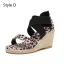 Schöne Braun Strassenmode Leopardenmuster Sandalen Damen 2020 8 cm Keilabsatz Peeptoes Sandaletten