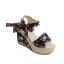 Affordable Outdoor / Garden Black Floral Womens Sandals 2020 Bow 11 cm Wedges Open / Peep Toe Sandals