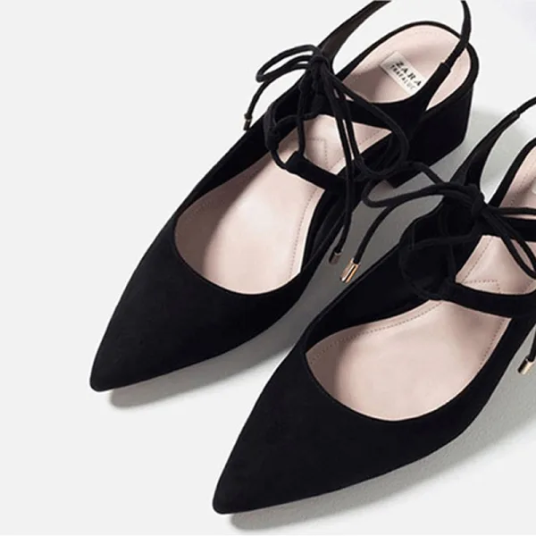 Schlicht Sommer Slingpumps Schwarz Freizeit Wildleder Sandalen Damen 2020 5 cm Thick Heels Peeptoes Sandaletten