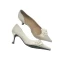 Élégant Ivoire Satin Fleur Chaussure De Mariée 2020 Cuir 7 cm Talons Aiguilles À Bout Pointu Mariage Escarpins