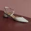 Simple Bordeaux Désinvolte Été Sandales Femme 2020 Cuir Bride Cheville 4 cm Talons Épais Talon Bas À Bout Pointu Sandales