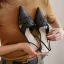 Enkla Vita Slingback Casual Läder Sandaler Dam 2020 4 cm Låg Klack Spetsiga Sandaler