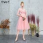 Chinese style Grey Embroidered Bridesmaid Dresses 2021 A-Line / Princess High Neck Short Sleeve Backless Tea-length Bridesmaid Wedding Party Dresses