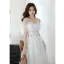 Simple Blanche En Dentelle Fleur Plage Robe De Mariée 2021 Princesse De l'épaule Manches Courtes Dos Nu Longue