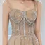 Charmant Champagne Robe De Soirée 2020 Princesse Bretelles Spaghetti Perlage En Dentelle Fleur Sans Manches Dos Nu Longue Robe De Ceremonie