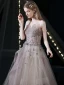 Charming Purple Prom Dresses 2021 A-Line / Princess Ruffle Strapless Beading Sleeveless Backless Floor-Length / Long Formal Dresses
