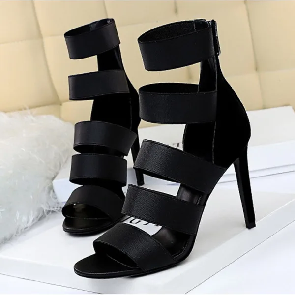 Chic / Beautiful Brown Rave Club Pierced Womens Sandals 2020 10 cm Stiletto Heels Open / Peep Toe Sandals