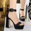 Fashion Khaki Street Wear Womens Sandals 2020 Ankle Strap 12 cm Thick Heels Platform Open / Peep Toe Sandals