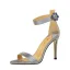 Sexy Argenté Cocktail Sandales Femme 2020 Satin Faux Diamant Bride Cheville 9 cm Talons Aiguilles Peep Toes / Bout Ouvert Sandales