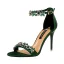 Sexy Dark Green Evening Party Womens Sandals 2020 Rhinestone Ankle Strap 9 cm Stiletto Heels Open / Peep Toe Sandals