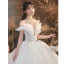 Luxe Champagne Robe De Mariée 2020 Robe Boule Volants Bustier En Dentelle Fleur Paillettes Sans Manches Dos Nu Royal Train