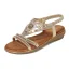 Chic / Belle Été Doré Désinvolte Plate Sandales Femme 2020 Faux Diamant Peep Toes / Bout Ouvert Sandales