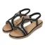 Snygga / Fina Svarta Casual Platt Sandaler Dam 2020 Rhinestone Peep Toe Sandaler